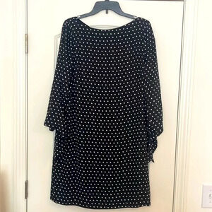 Tahari Arthur S. Levine Black Polka Dot Long Sleeve Dress Size 12
